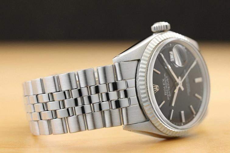 ROLEX MENS OYSTER PERPETUAL DATEJUST 18K WHITE GOLD STEEL WATCH w/ROLEX BAND - 7