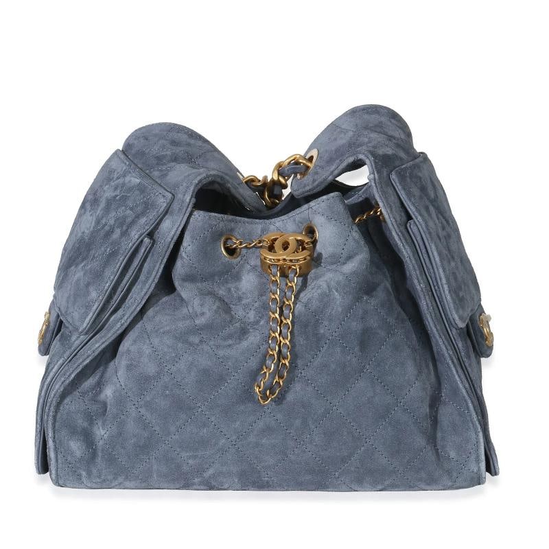 Chanel Blue Quilted Suede Small Chanel 25 Hobo: Condition: Pre-owned - Good,Country of Origin: Italy,Dimensions: 10 x 11.5 x 5,Handbag Accessories: Box;Dustbag;Gift Ribbon,Bag Width: 10 in,Bag Depth: 5 in,Bag Height: 11.5 in,Department: Unisex,Styl