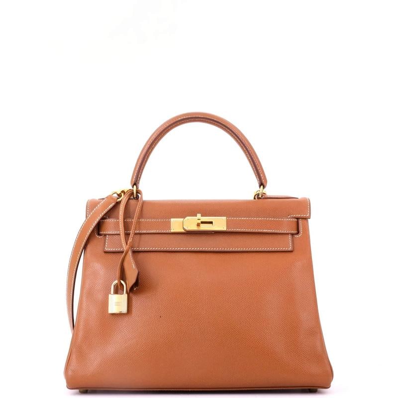 Hermes Kelly Handbag Brown Courchevel with Gold Hardware 28 (1 of 8)