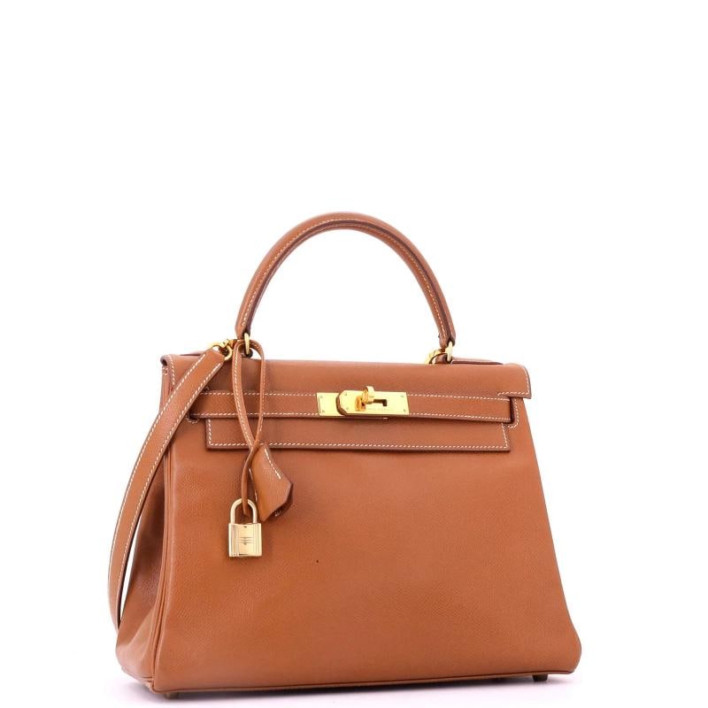 Hermes Kelly Handbag Brown Courchevel with Gold Hardware 28 - 2