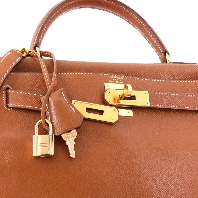 Hermes Kelly Handbag Brown Courchevel with Gold Hardware 28 - 6