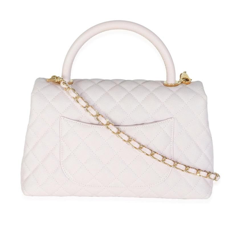 Chanel Light Pink Quilted Caviar Medium Coco Top Handle Handbag - 5