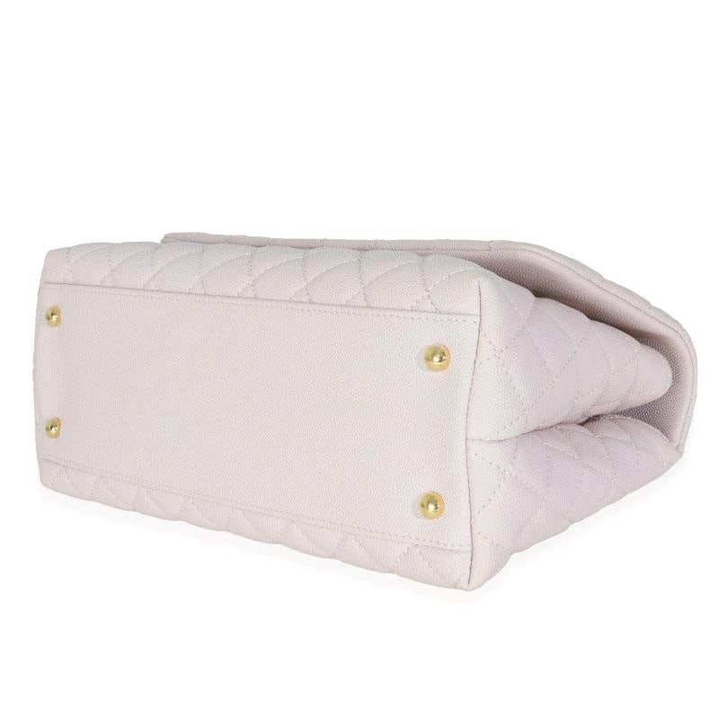 Chanel Light Pink Quilted Caviar Medium Coco Top Handle Handbag - 7