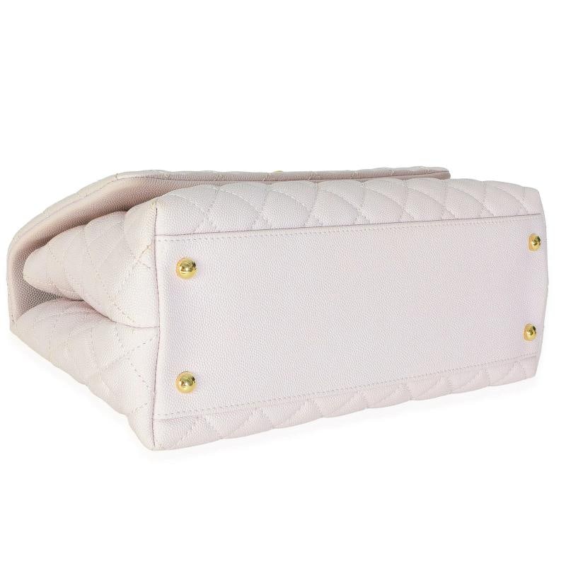 Chanel Light Pink Quilted Caviar Medium Coco Top Handle Handbag - 8