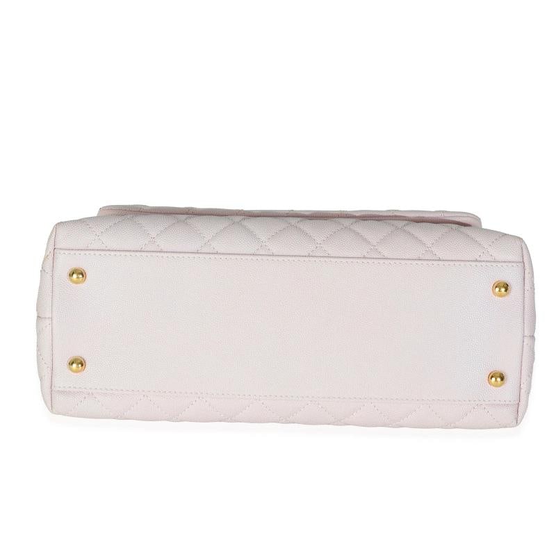 Chanel Light Pink Quilted Caviar Medium Coco Top Handle Handbag - 9