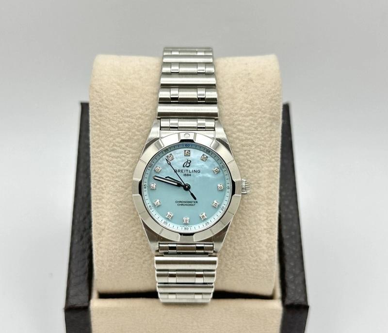 2026 NEW Breitling Chronomat Ladies A72310 Blue MOP Diamond Dial Steel Box Paper - 2