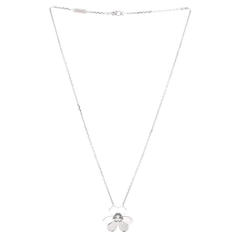 Van Cleef & Arpels Frivole Pendant Necklace 18K White Gold with Diamonds Large - 2