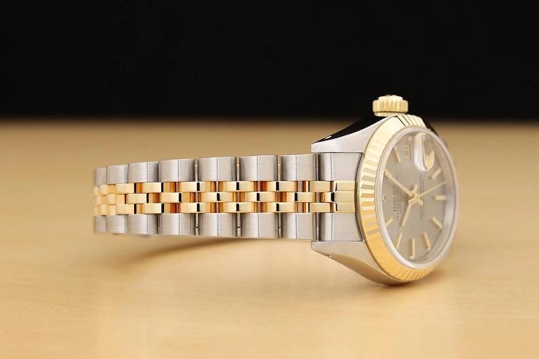 ROLEX LADIES DATEJUST 69173 GRAY JUBILEE 18K YELLOW GOLD STAINLESS STEEL WATCH - 7