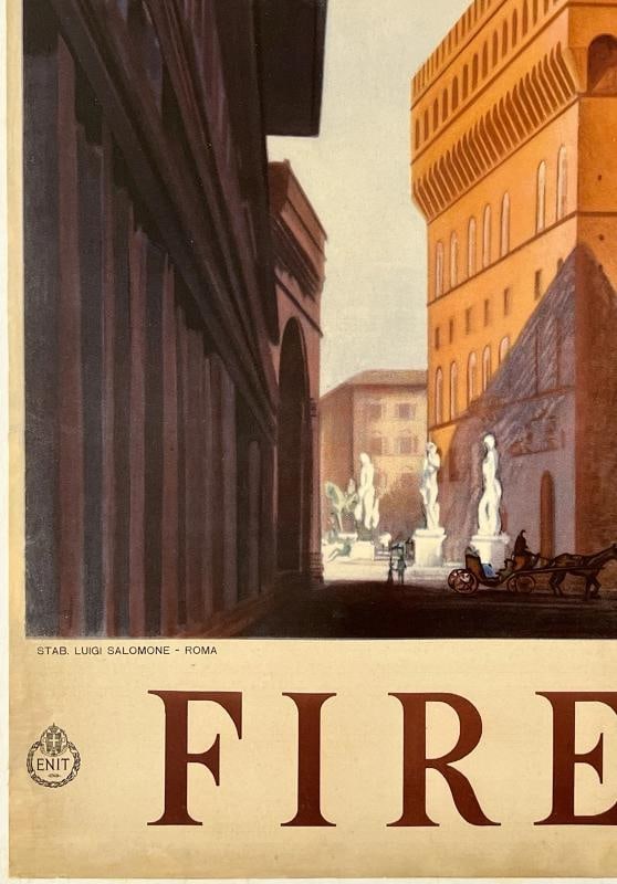 Original Vintage Poster FIRENZE Florene Italy Italian Travel Tourism LINEN - 4