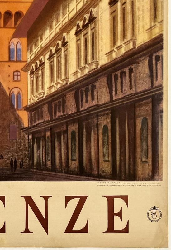 Original Vintage Poster FIRENZE Florene Italy Italian Travel Tourism LINEN - 5