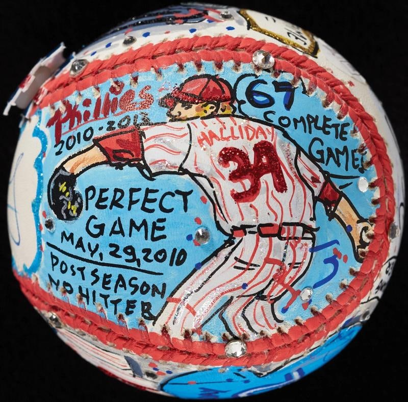 Roy Halladay Signed Charles Fazzino Hand Painted Pop Art Baseball JSA Fanatics - 3