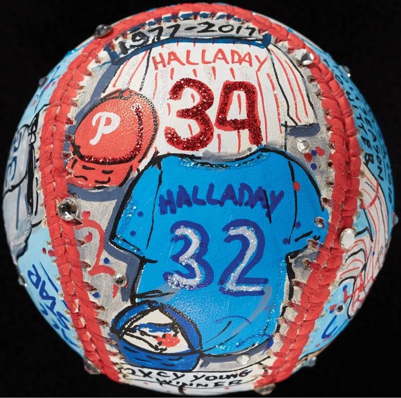 Roy Halladay Signed Charles Fazzino Hand Painted Pop Art Baseball JSA Fanatics - 5