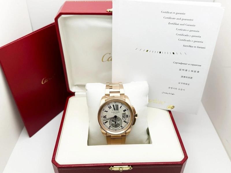 Cartier Calibre W7100018 42mm Ref 3300 18K Rose Gold Box Paper - 5
