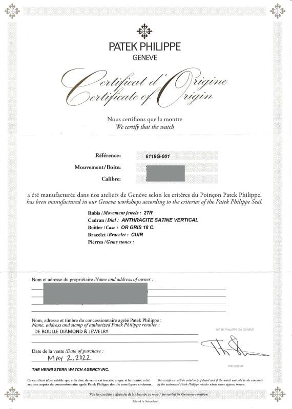Patek Philippe Calatrava 6119G-001 39mm Charcoal Gray Dial 18K Gold Box Paper - 3