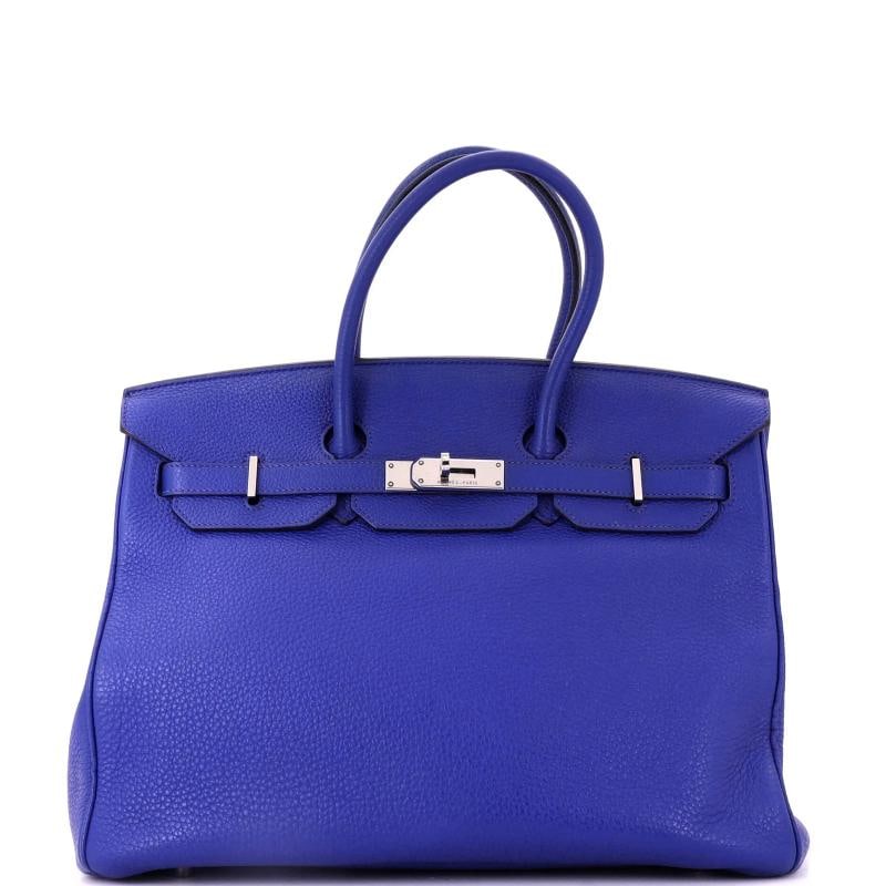 Hermes Birkin Handbag Blue Togo with Palladium Hardware 35 (1 of 8)