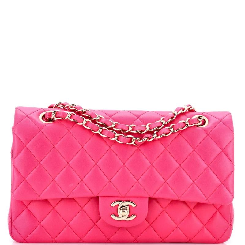 Chanel Classic Double Flap Bag Quilted Lambskin Medium: Measurements: Handle Drop 9", Height 6", Width 10", Depth 3", Strap Drop 16". Condition: Pre-owned - Excellent,Brand: Chanel,Exterior Material: Leather,Style: Shoulder Bags,Exterior Color: