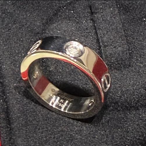 Cartier Love 18K White Gold 3 Diamond 5.5 mm Love Ring Size 53/6.5 Gram Wt. 9.6 - 4