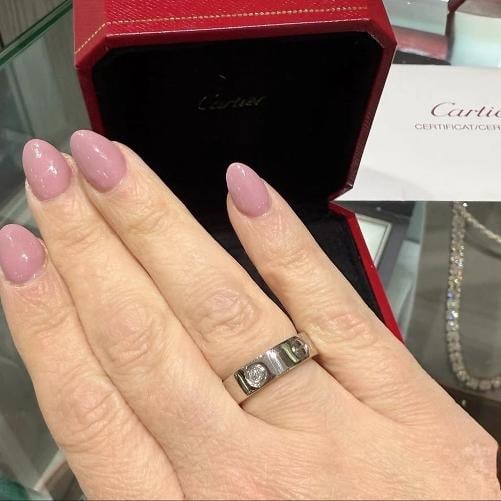 Cartier Love 18K White Gold 3 Diamond 5.5 mm Love Ring Size 53/6.5 Gram Wt. 9.6 - 5
