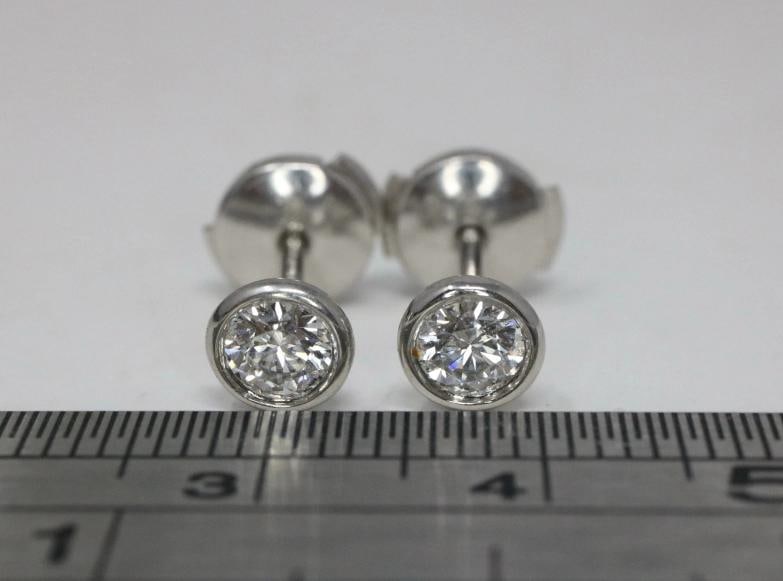 Tiffany & Co Peretti Plat .90ct VS1 Round Diamond By The Yard Stud Earrings - 6