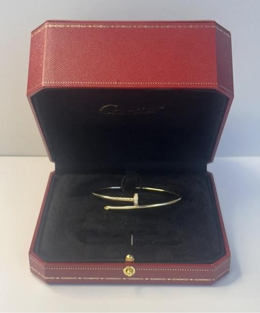 Cartier Juste Un Clou 18k Yellow Gold Diamond Bracelet Size 17 Original Box - 2