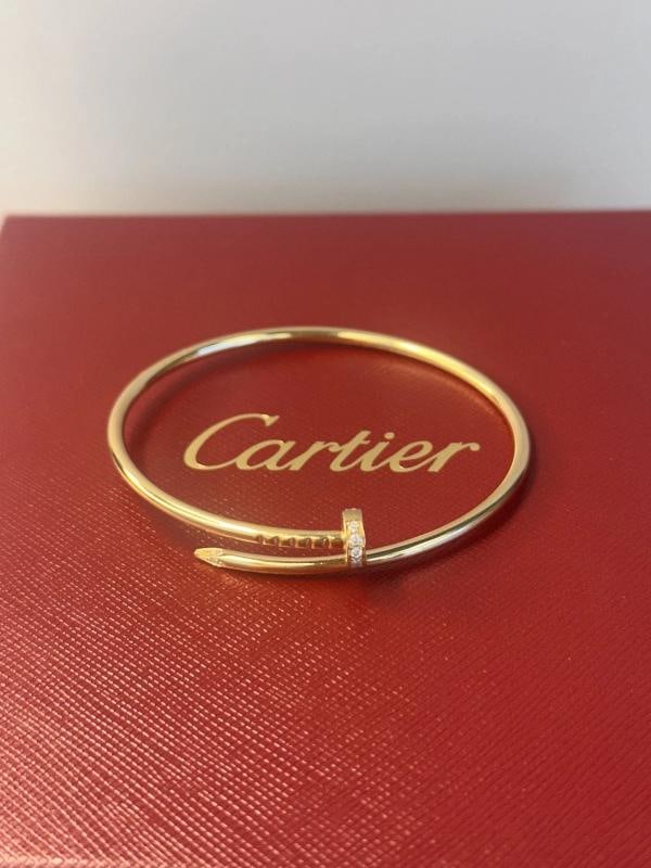 Cartier Juste Un Clou 18k Yellow Gold Diamond Bracelet Size 17 Original Box - 4