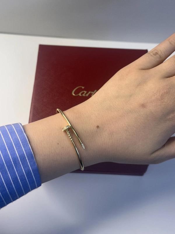 Cartier Juste Un Clou 18k Yellow Gold Diamond Bracelet Size 17 Original Box - 5