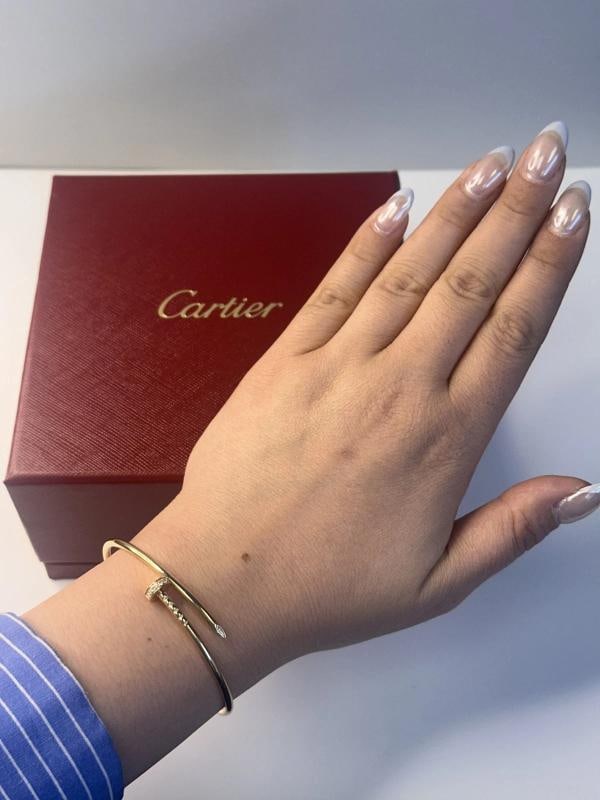 Cartier Juste Un Clou 18k Yellow Gold Diamond Bracelet Size 17 Original Box - 6