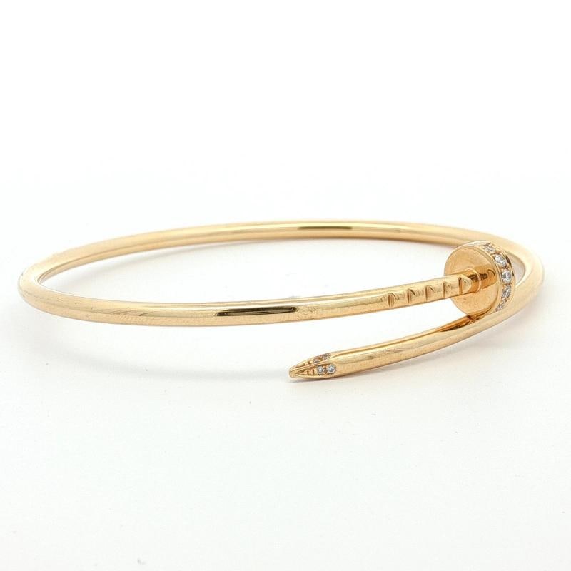 Cartier Juste Un Clou 18k Yellow Gold Diamond Bracelet Size 17 Original Box - 8