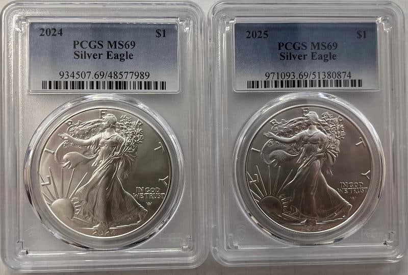 1986-2026 American Silver Eagles Complete 42 - Coin Set Each Graded PCGS MS69 - 11