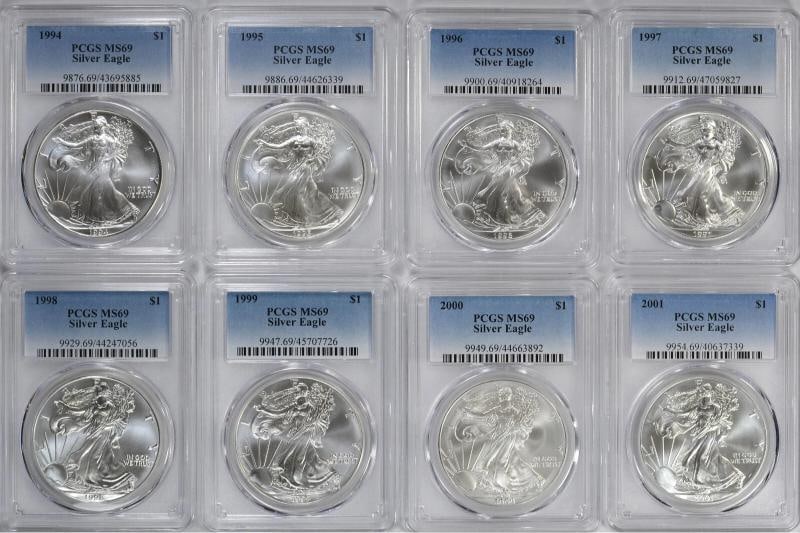 1986-2026 American Silver Eagles Complete 42 - Coin Set Each Graded PCGS MS69 - 3