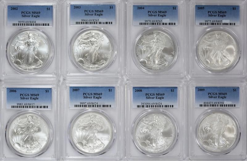 1986-2026 American Silver Eagles Complete 42 - Coin Set Each Graded PCGS MS69 - 5