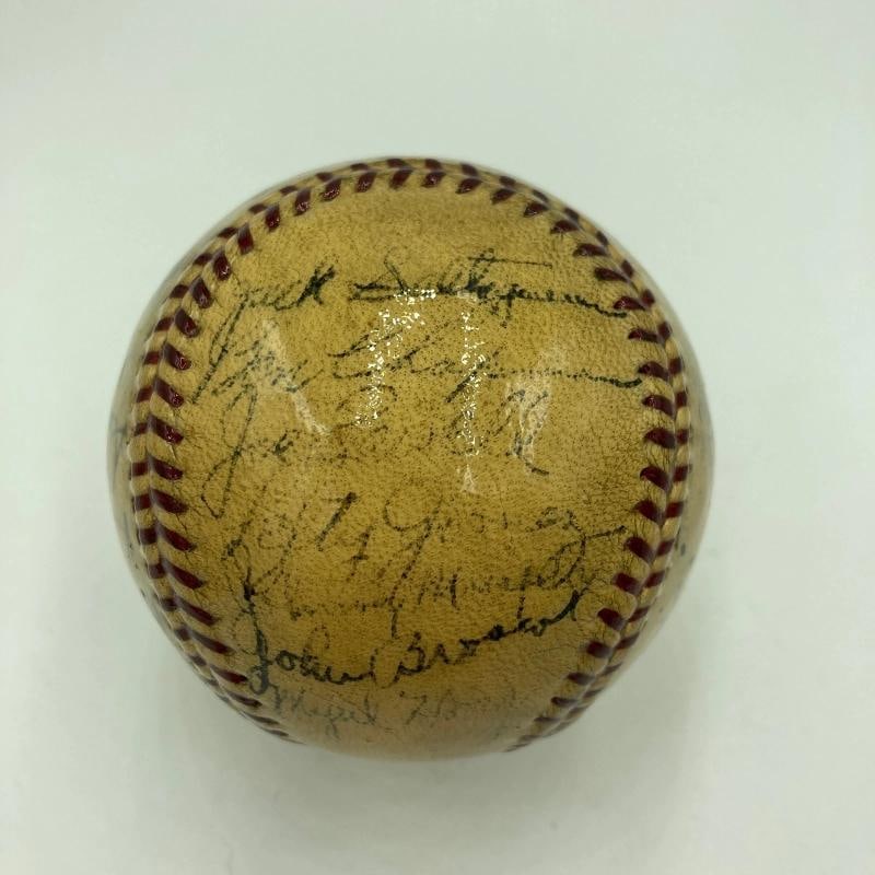 Babe Ruth & Lou Gehrig Sweet Spot 1934 Yankees Team Signed Baseball JSA COA - 4