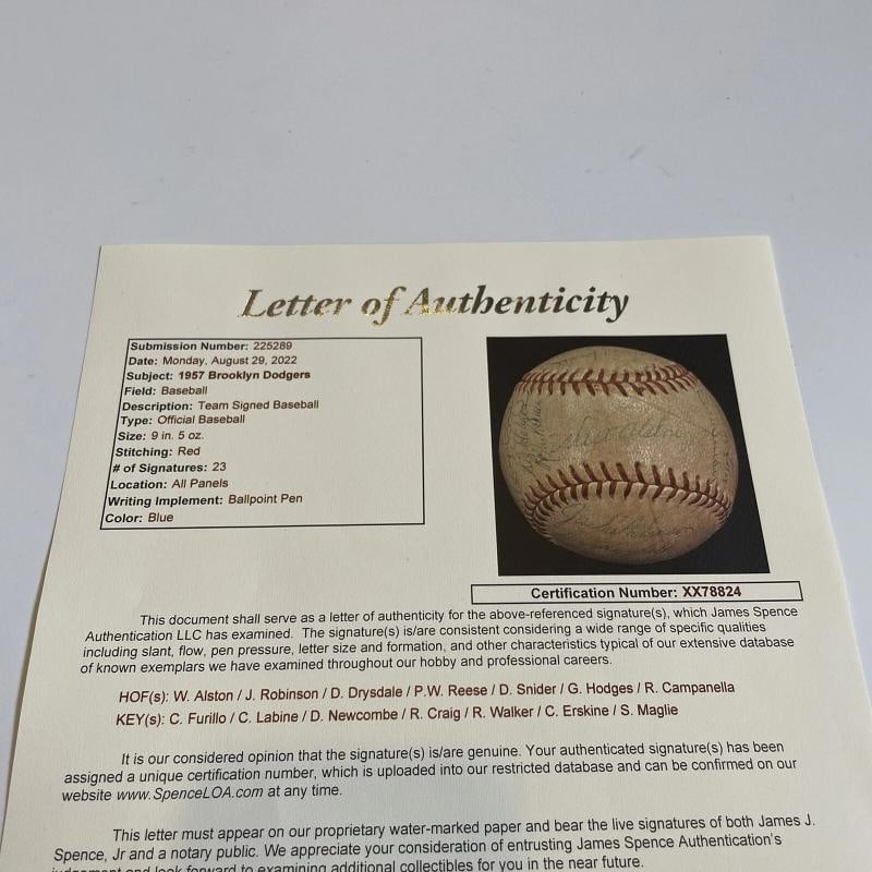 Jackie Robinson 1957 Brooklyn Dodgers Team Signed Baseball JSA COA - 4