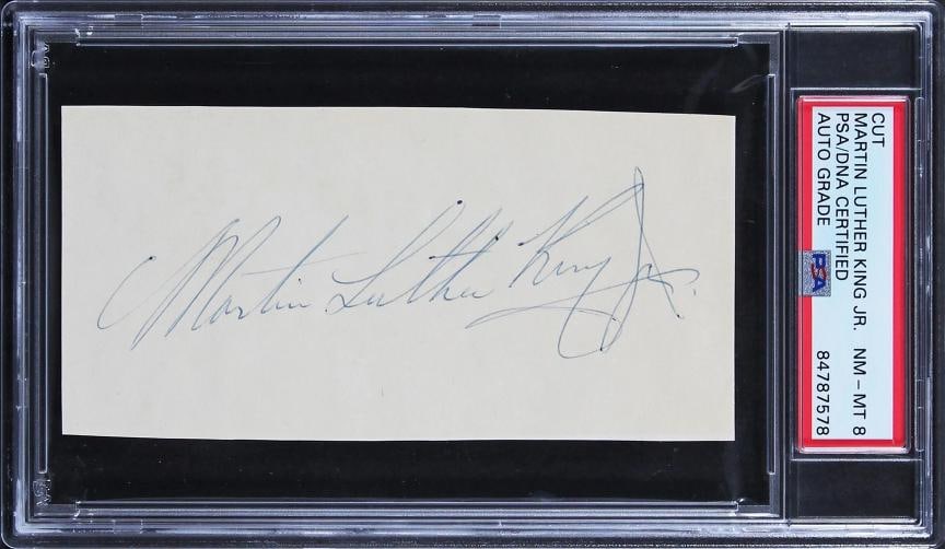 Martin Luther King Jr. Authentic Signed 2.5x5 Cut Signature Auto 8 PSA Slabbed: Condition: New: A brand-new, unused, unopened, undamaged item (including handmade items). See the seller's listing for full details. ,Autograph Authentication: PSA,Original/Reproduction: Original,PROD