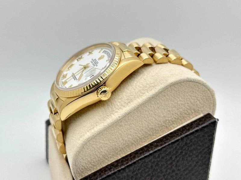 Rolex Day Date President 18038 36mm White Roman Dial 18K Yellow Gold Box Papers - 5