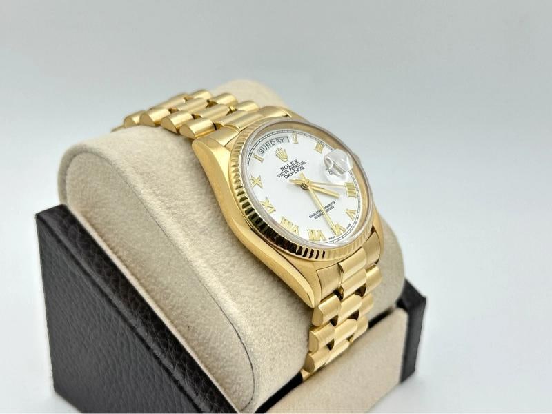 Rolex Day Date President 18038 36mm White Roman Dial 18K Yellow Gold Box Papers - 6