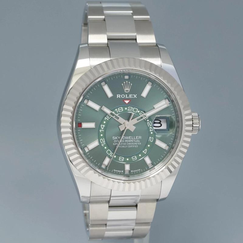 2024 NEW PAPERS Rolex Sky-Dweller Steel Green Oyster Fluted 42mm 336934 Watch - 3