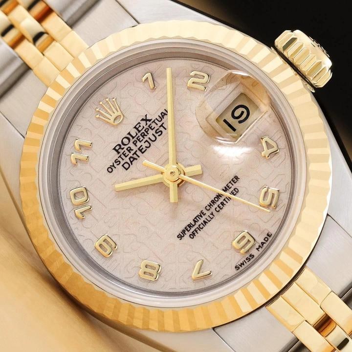 ROLEX LADIES DATEJUST 69173 CREAM ARABIC JUBILEE DIAL 18K GOLD STEEL 2TONE WATCH: Condition: Pre-owned - Good,Bezel Color: Gold,Max Wrist Size: 6.26-6.75 in,Number of Jewels: 29 Jewels,Indices: Arabic Numerals,Band: Rolex Two Tone Jubilee Bracelet,Bezel: Rolex 18K Yellow Gold Flute