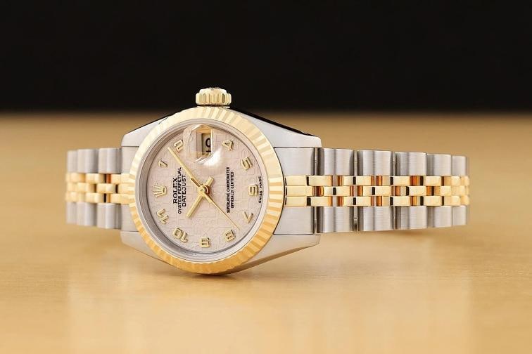 ROLEX LADIES DATEJUST 69173 CREAM ARABIC JUBILEE DIAL 18K GOLD STEEL 2TONE WATCH - 2