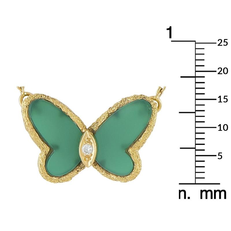 Van Cleef & Arpels 18K Yellow Gold Chrysoprase Butterfly Necklace VC09-031626 - 5