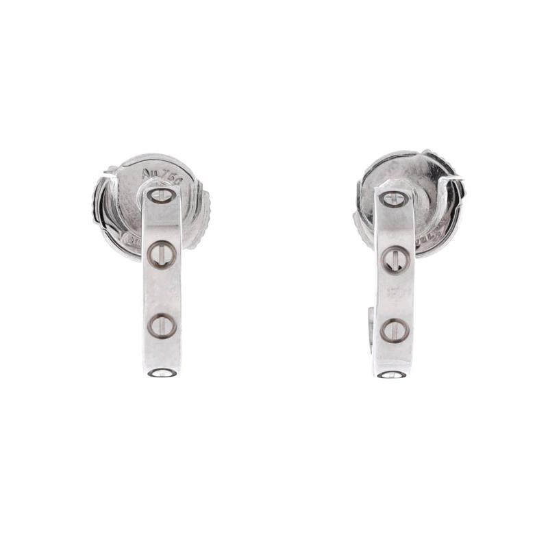 Cartier Love Hoop Earrings 18K White Gold Small: Measurements: Height/Length: 12.45 mm, Width: 2.65 mm . Condition: Pre-owned - Good,Brand: Cartier,Main Stone: Unknown,Metal: 18K White Gold,Metal Purity: 18K,Style: Hoop,Type: Earrings,Color: White