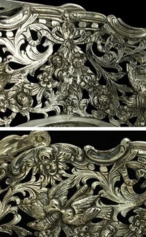 Pair 1800s Hanau German Silver Repoussƒ© Swing Handle Baskets - 3