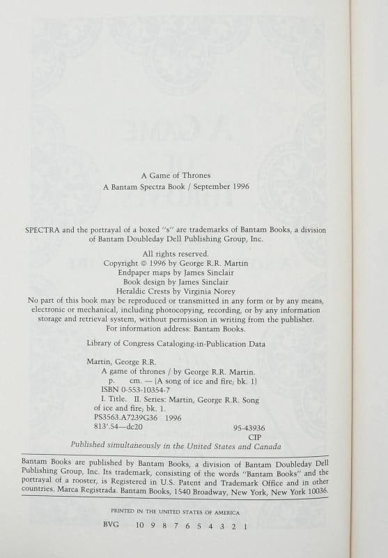 A Game of Thrones ~ SIGNED by GEORGE R. R. MARTIN ~ First Edition US ~ 1st 1996 - 9