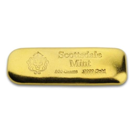 Scottsdale Mint 100 gram .9999 Gold Bar - 3.2150 oz Solid Gold #A497 - 2