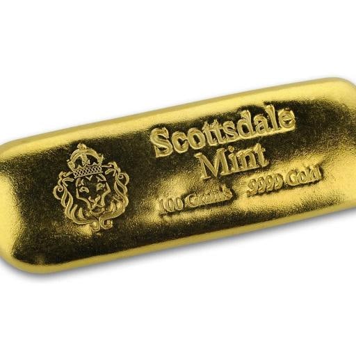 Scottsdale Mint 100 gram .9999 Gold Bar - 3.2150 oz Solid Gold #A497 - 4
