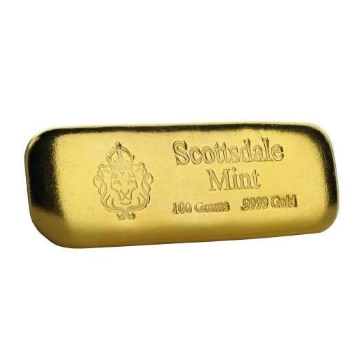 Scottsdale Mint 100 gram .9999 Gold Bar - 3.2150 oz Solid Gold #A497 - 5