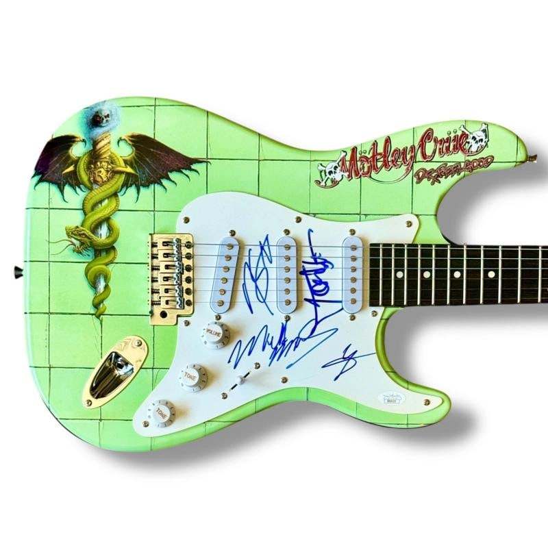 Motley Crue: Vince Neil, Tommy Lee, Mick Mars & Nikki Sixx Signed Custom Guitar (JSA LOA) (1 of 4)