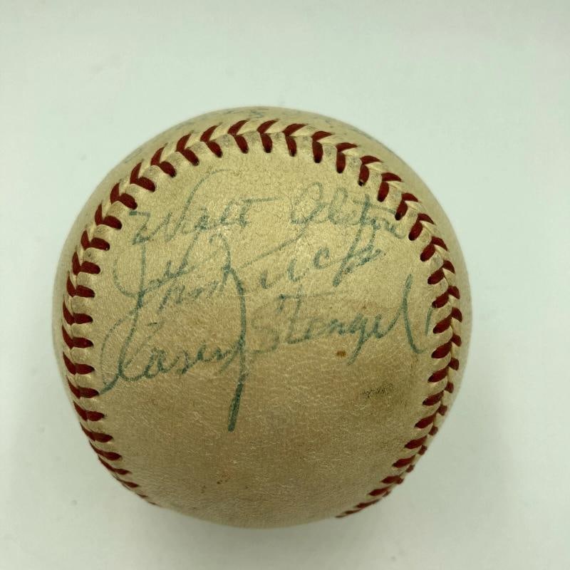 Jackie Robinson & Mickey Mantle Signed 1956 World Series Game Used Baseball PSA - 7