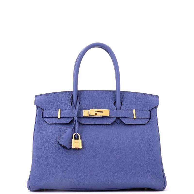Hermes Birkin Handbag Blue Togo with Gold Hardware 30: Condition: Pre-owned - Good,Brand: Hermes,Exterior Material: Leather,Style: Totes,Exterior Color: Blue,Department: Women,Size: 30,Accessories: Dust Bag, Keys, Clochette, Lock, Box Condition: Very good