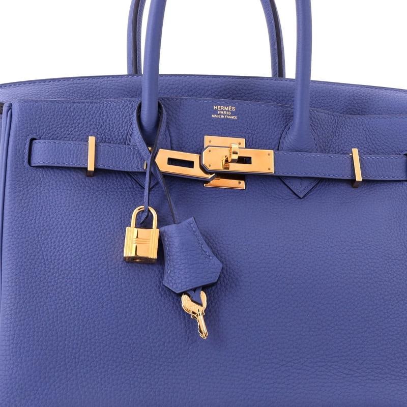 Hermes Birkin Handbag Blue Togo with Gold Hardware 30 - 7